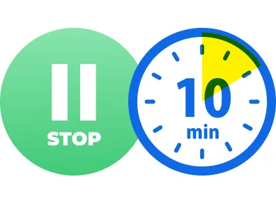 途中保存・分割受験を表す、停止ボタンとタイマーのイラスト