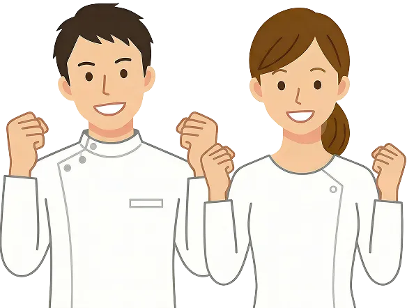 ガッツポーズをする医療事務スタッフのイラスト